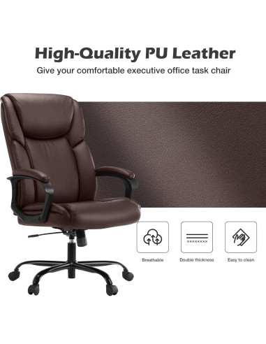 Silla de Oficina Ergonómica OLIXIS - Soporta 136 kg, Cuero PU