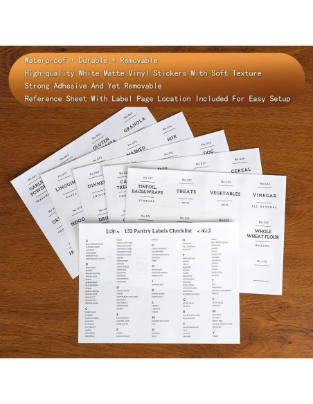 Juego de 6 tarros de vidrio CZZGSM con tapas de bambú y 132 etiquetas Juego de 6 tarros de vidrio CZZGSM con tapas de bambú y 132 etiquetas