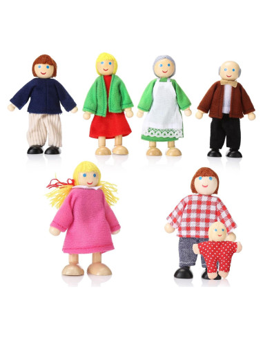 Juego de Muñecas de Madera Posables Jzszera - 7 Figuras