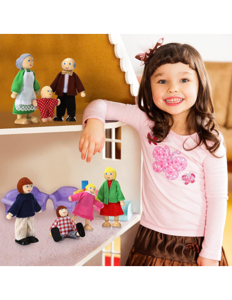 Juego de Muñecas de Madera Posables Jzszera - 7 Figuras Juego de Muñecas de Madera Posables Jzszera - 7 Figuras