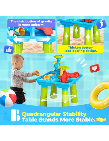 Mesa de Agua 4 en 1 BelloChiddo para Niños 1-3 Años con Accesorios