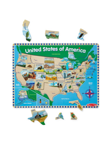Rompecabezas de Madera Melissa & Doug Mapa EE. UU. 45 Piezas