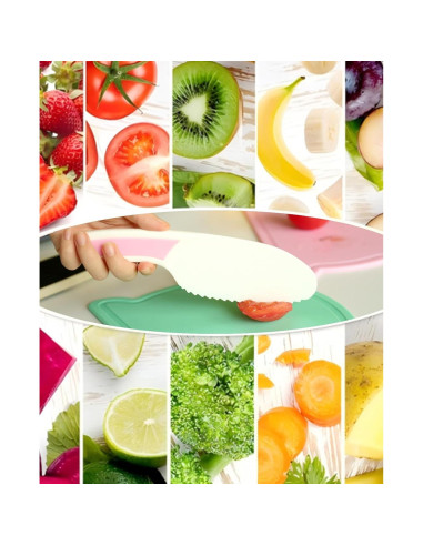 Juego de cuchillos de cocina para niños con tabla de cortar