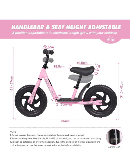 Bicicleta de Equilibrio Birtech Rosa 12 Pulgadas Ajustable Bicicleta de Equilibrio Birtech Rosa 12 Pulgadas Ajustable