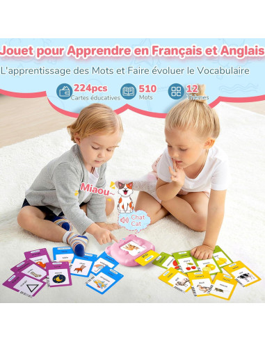 Tarjetas de Flash Educativas AHJ en Español e Inglés 510 Palabras