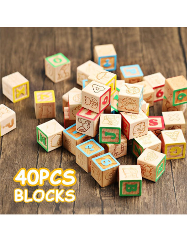 Bloques de ABC de Madera SainSmart Jr. 40 Piezas 3.05 cm