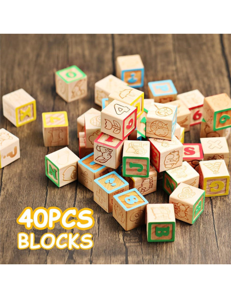Bloques de ABC de Madera SainSmart Jr. 40 Piezas 3.05 cm Bloques de ABC de Madera SainSmart Jr. 40 Piezas 3.05 cm