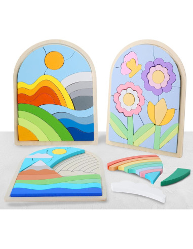 Rompecabezas de Madera Montessori Lasoba para Niños 3-6 Años