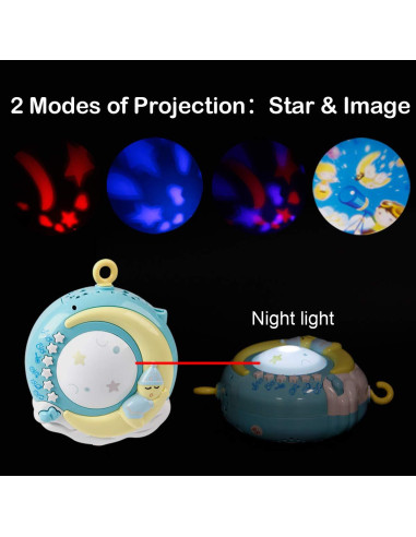 Móvil Musical para Cuna Mini Tudou Azul con Proyector y Sonidos
