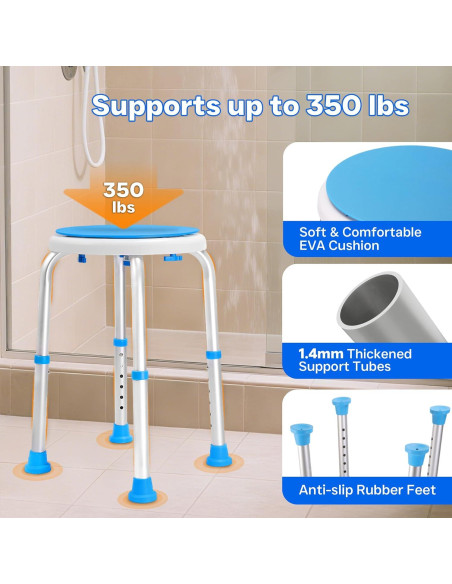 Asiento de Ducha Giratorio 360 Ajustable 6 Alturas - 158.8 kg Asiento de Ducha Giratorio 360 Ajustable 6 Alturas - 158.8 kg