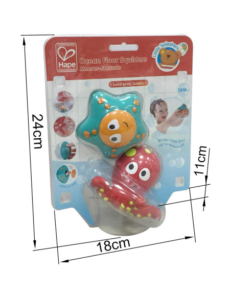 Juguetes de Baño Hape Pulpo y Estrella de Mar Silicona 18cm Juguetes de Baño Hape Pulpo y Estrella de Mar Silicona 18cm