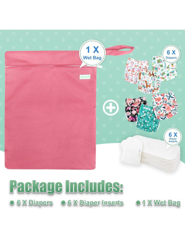 Paquete de Pañales de Tela Wegreeco 6 Piezas Ajustables Unisex