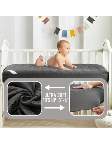 Protector de Colchón Impermeable BEDLORE Cuna Gris - 2 Piezas