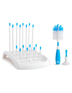 Set de limpieza biberones Munchkin 3 piezas azul con soporte