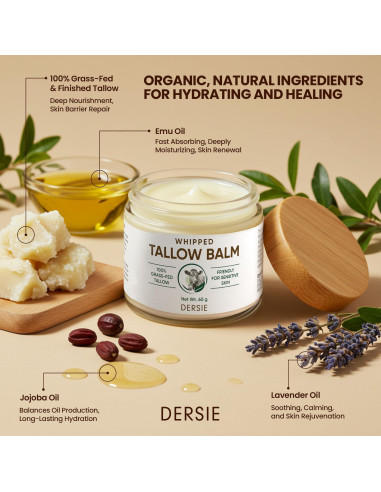 Crema de Tallow Batido Dersie 167 g - Hidratante Natural para Piel