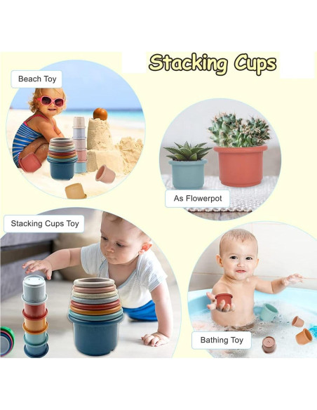 Juguete de Tazas Apilables Cosaway para Bebés 6-18 Meses Juguete de Tazas Apilables Cosaway para Bebés 6-18 Meses