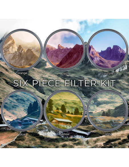 Kit de Filtros de Lente Ultimaxx 55MM: 6 Graduales + UV, CPL, Macro Kit de Filtros de Lente Ultimaxx 55MM: 6 Graduales + UV, CPL, Macro