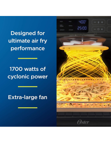 Horno de Aire Digital Oster RapidCrisp 12 Funciones Acero Inoxidable