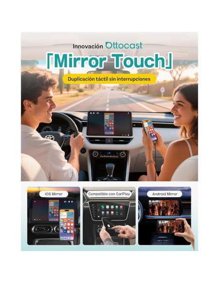 Adaptador OTTOCAST Mirror Touch Wireless CarPlay - Espejo Bidireccional para iPhone y Android Adaptador OTTOCAST Mirror Touch Wireless CarPlay - Espejo Bidireccional para iPhone y Android