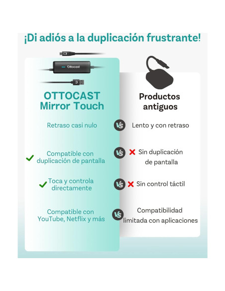 Adaptador OTTOCAST Mirror Touch Wireless CarPlay - Espejo Bidireccional para iPhone y Android Adaptador OTTOCAST Mirror Touch Wireless CarPlay - Espejo Bidireccional para iPhone y Android