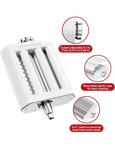 Máquina de Pasta 3 en 1 GVODE para KitchenAid - Cortador y Rodillo