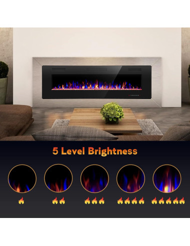 Chimenea Eléctrica Empotrada R.W.FLAME 76.2 cm Ajustable