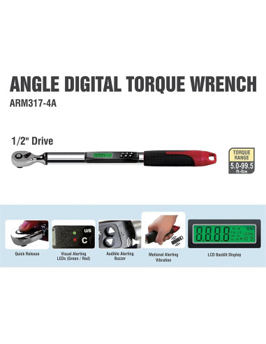 Llave de Torque Digital ACDelco ARM317-4A 1/2" 5-99.5 ft-lbs