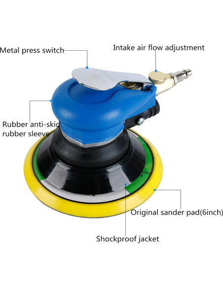 Lijadora orbital de aire BPJOWVIL 6" con vacío 12000 RPM Lijadora orbital de aire BPJOWVIL 6" con vacío 12000 RPM