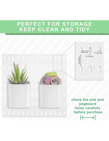 Tanlade 4 Tazas de Tablero Perforado Blancas 7.5x9x8 cm