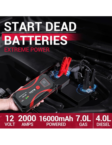 Arrancador de Batería Scstartx QD-208 3000A 12V Portátil