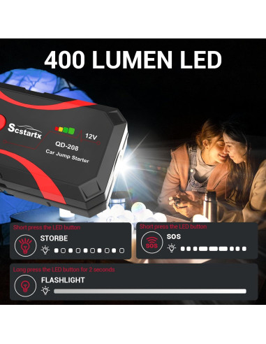 Arrancador de Batería Scstartx QD-208 3000A 12V Portátil