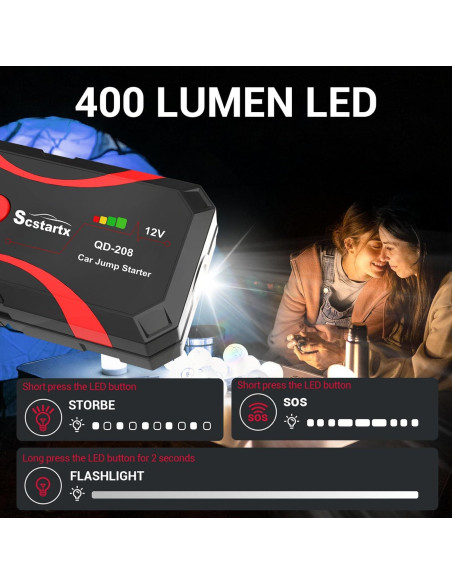 Arrancador de Batería Scstartx QD-208 3000A 12V Portátil Arrancador de Batería Scstartx QD-208 3000A 12V Portátil