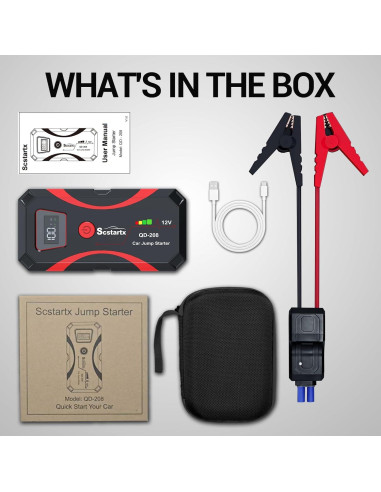 Arrancador de Batería Scstartx QD-208 3000A 12V Portátil