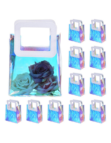 PATIKIL Paquete de 20 Bolsas de Regalo Holográficas 18x10x20 cm