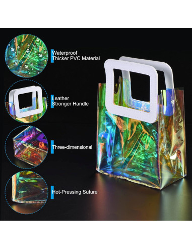 PATIKIL Paquete de 20 Bolsas de Regalo Holográficas 18x10x20 cm