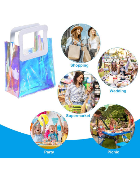 PATIKIL Paquete de 20 Bolsas de Regalo Holográficas 18x10x20 cm