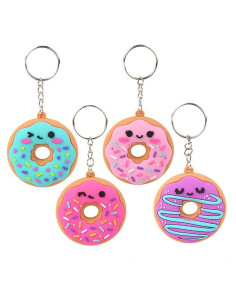 Llavero de Donut Textura de Goma La Compañía Dreidel Paquete de 4