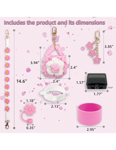 Juego de Accesorios para Taza Stanley Rosa 30oz y 40oz Juego de Accesorios para Taza Stanley Rosa 30oz y 40oz