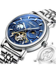 Reloj Automático LOREO 8872 Hombre 44mm Correa Cuero Acero 2