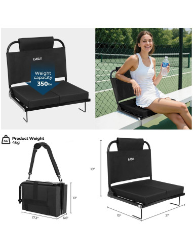 Asiento de Estadio Plegable EMSLX con Respaldo Ajustable 158.76 kg