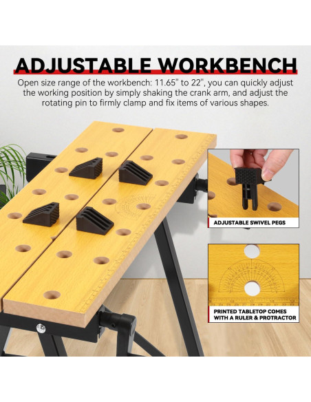 Banco de Trabajo Plegable Auto Dynasty 100 kg Ajustable 20-30 cm Banco de Trabajo Plegable Auto Dynasty 100 kg Ajustable 20-30 cm