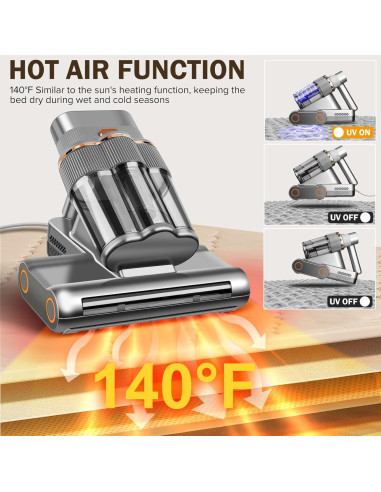Aspiradora de colchones DAVANPAL 500W con luz UV-C y HEPA