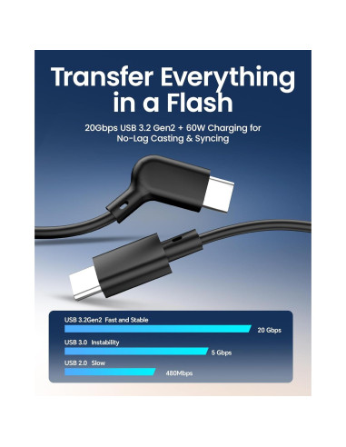 Cable USB-C 1.2m para Gafas AR XREAL VITURE - 20Gbps