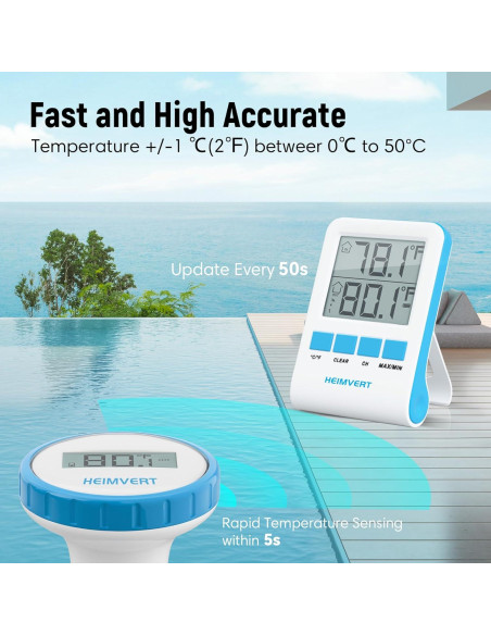 Termómetro Digital Flotante Inalámbrico HEIMVERT para Piscina Termómetro Digital Flotante Inalámbrico HEIMVERT para Piscina