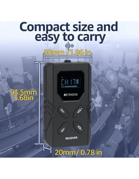 Retekess TT117 Sistema de Interpretación FM 1 Transmisor 5 Receptores Retekess TT117 Sistema de Interpretación FM 1 Transmisor 5 Receptores