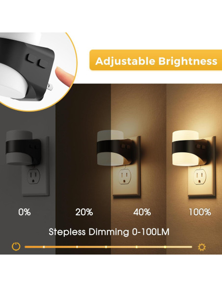 L LOHAS LED Luces Nocturnas Enchufables Dimmables 1W 2 Pzas L LOHAS LED Luces Nocturnas Enchufables Dimmables 1W 2 Pzas
