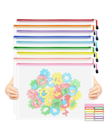 9 Piezas Bolsas de Cremallera de Malla VVCOIIROEI A3 9 Colores 9 Piezas Bolsas de Cremallera de Malla VVCOIIROEI A3 9 Colores