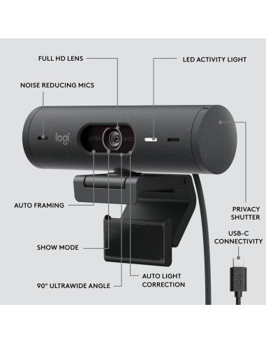 Webcam Logitech Brio 505 Full HD con micrófonos y obturador