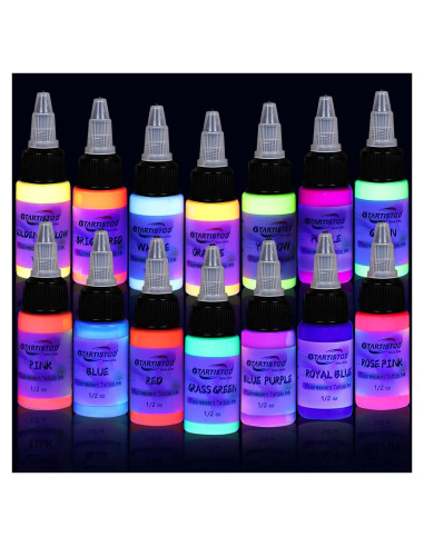Kit de Tinta Fluorescente para Tatuajes GTARTISTOO 14 Colores 15ml