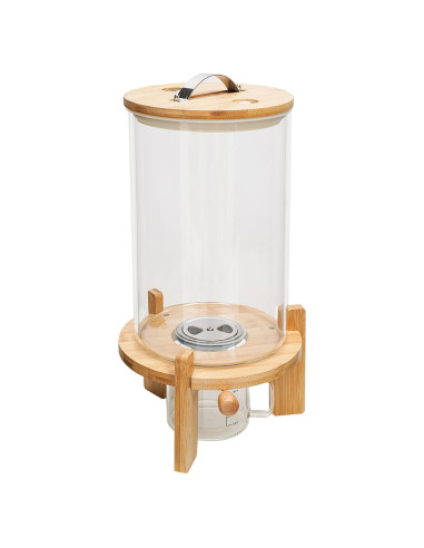 Dispensador de Arroz de Vidrio 7.5L con Taza Medidora y Base de Bambú